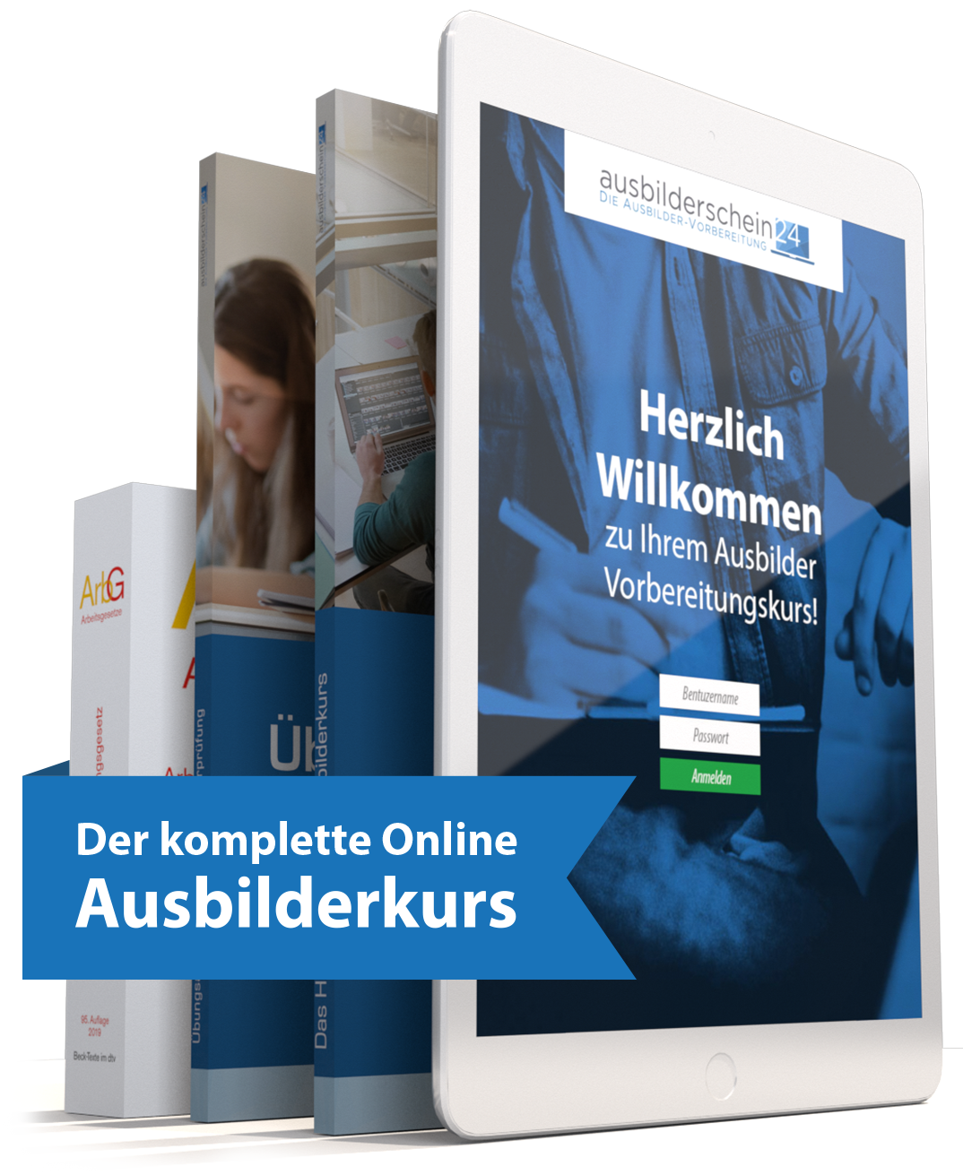 Online Ausbilderkurs Angebot Inhalt mit ArbG, Übungsheft, Handbuch und Onlinekurs